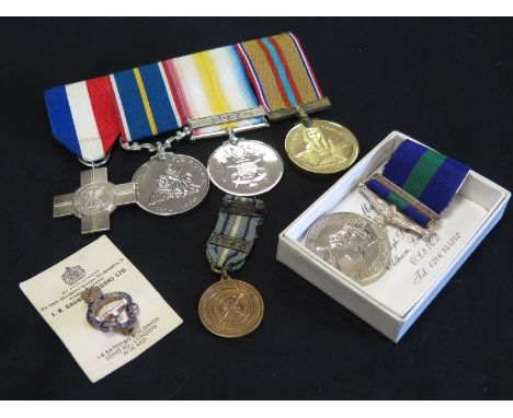 Canal Zone GSM in box to 22956939 Sigmn B MacDonald R Signals with general service cross national service medal and two Suez 