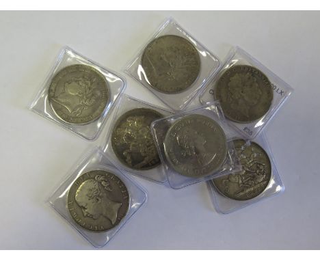 GB Crowns (7): 1820, 1821, 1822, 1844, 1887, 1894 and 1960, Fair to nEF, dealer's ex stock, total ticket £319