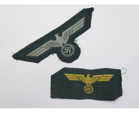 German Kriegsmarine Coastal Artillery WW2 Bevo-weave cloth field cap Eagle & German Army 3rd pattern NCO/EM Breast Eagle Bevo