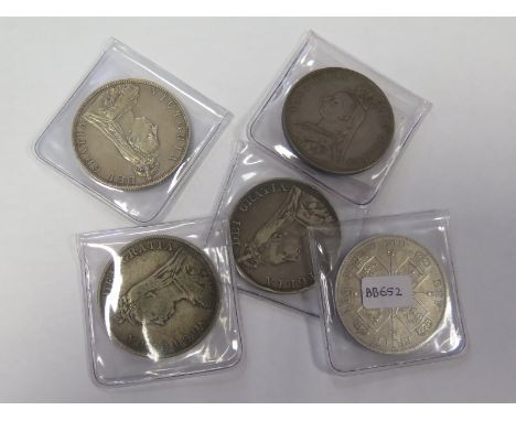 GB Double-Florins (5): 1887 x3, 1889 x2, VG-nEF, dealer's ex stock, total ticket £282