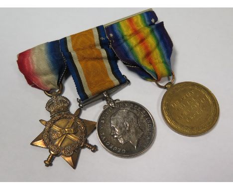 1915 trio to TF/1177 Pte F Lee R W Kent Reg mounted for wearing
