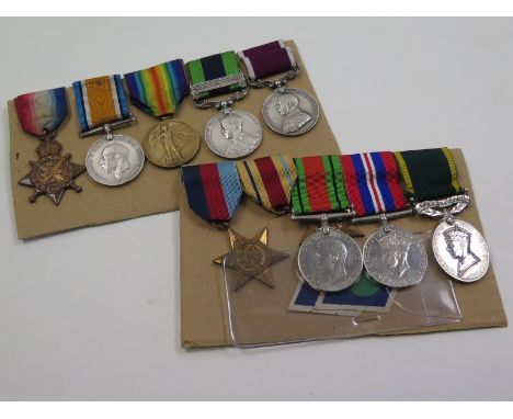 Scaife family groups - 1914 Star Trio (entitled to clasp) 8881 Sjt C Scaife 2/Bord R, with IGS and Waziristan 1921-24 clasp a