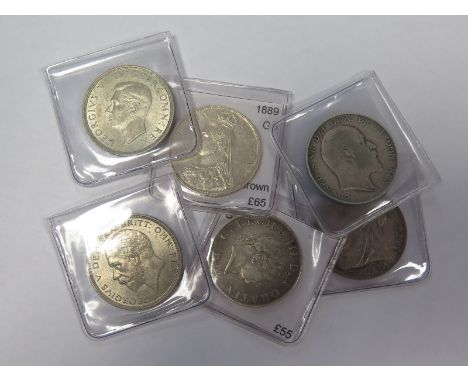 GB Halfcrowns (6): 1819, 1889, 1901, 1904, 1935 and 1938, VG to EF, dealer's ex stock, total ticket £301