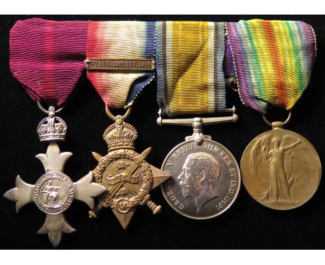 Hemsley group - MBE(Mily), 1914 Star and bar Trio to 1148 2/A.M N Hemsley RFC (Capt N B Hemsley RAF on pair). His copied pape