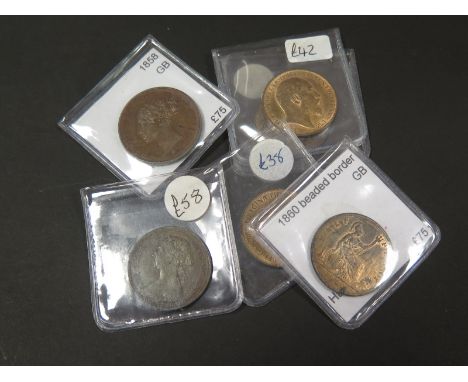 GB Halfpennies (6): 1858, 1860 beaded, 1884, 1894, 1900 and 1902, GVF to UNC, dealer's ex stock, total ticket £346