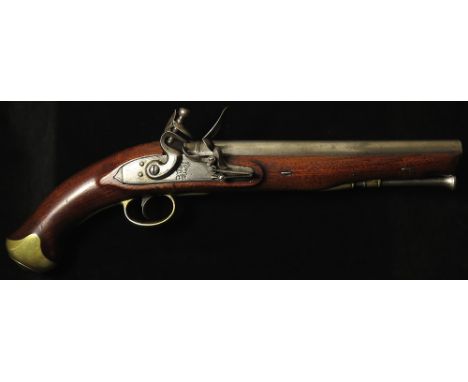 Pistol: A good flintlock pistol of the Light Dragoon Pattern. Stepped unbolted lock with rain proof pan and roller frizzen. L