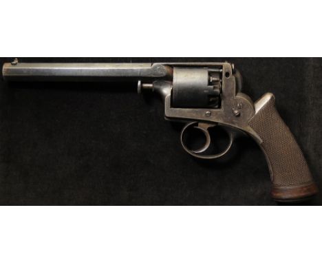 Revolver: A Pattern 1851 .45 (54 bore) Cal, Adams, self cocking percussion revolver. Barrel 6.25" engraved (faint in parts) '