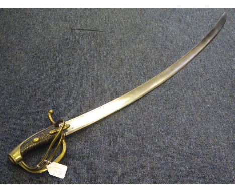 Sword: A rare Russian 1827 Pattern Light Cavalry troopers sword. Top of blade with Russian inscriptions & dated 1835. Ricasso