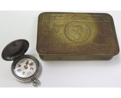 WW1 Mary Tin (empty) with a W/D stamped Terrasse W.C. VI. 32904 1918 Compass (2)