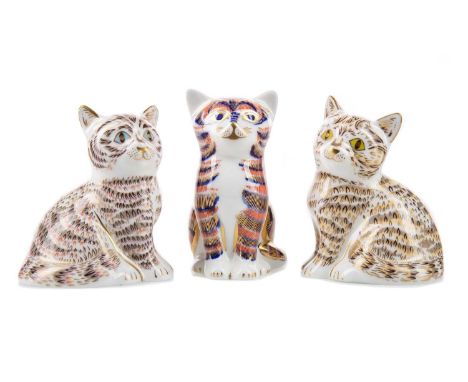 THREE ROYAL CROWN DERBY CAT PAPERWEIGHTS,comprising Tabitha, Thomas and another unnamed, all first quality (3)Condition is go