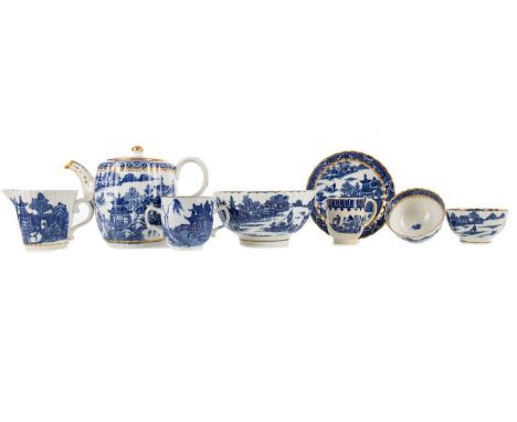 CAUGHLEY PART TEA SET,circa 1800s, comprising teapot, two tea bowls, one saucer, cream jug and slop bowl, decorated in underg