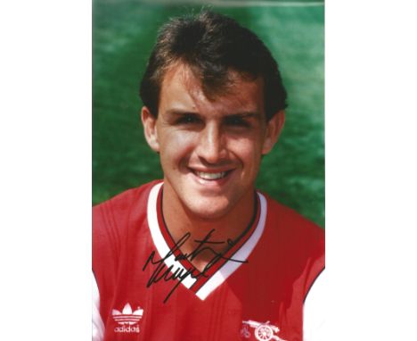 Football. Martin Hayes Signed 12x8 Colour photo. Photo shows Hayes Wearing the Arsenal Home kit in a close up photoshoot. Goo