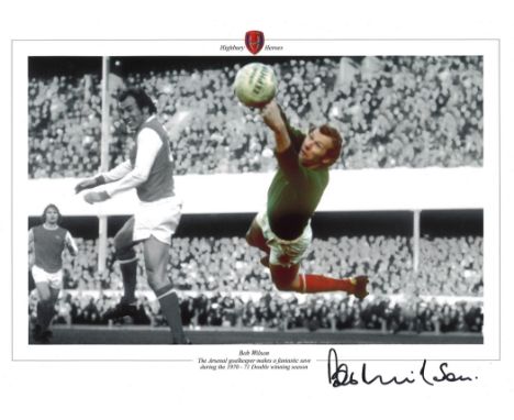 Football Bob Wilson signed 16 x 12 colourised photo. Photo shows the Arsenal goalkeeper makes a fantastic save during the 197