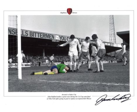 Football, John Radford signed 16x12 colourised promo photograph pictured as he makes a save during the FA Cup semi-final at V