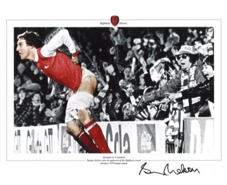 Football, Sammy Nelson signed 16x12 colourised photograph pictured during Arsenal vs. Coventry, 1979 league match. Good condi
