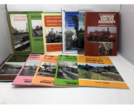 Fifteen railway publications: "Great Northern Railway Engine Sheds Southern Area Vol. 1", "The Lincolnshire Loop Nottinghamsh
