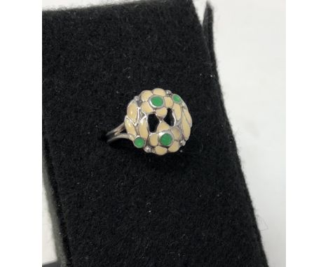 A Bernard Instow silver and enamel dress ring, size P.