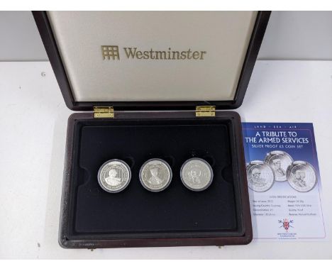 United Kingdom - Elizabeth II (1952-2022), Westminster coin collection, a Tribute to the Armed Services silver proof £5 coin 