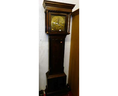 John Hartley of Halifax - an 18th century oak longcase clock, having a 12" signed square brass dial, with Arabic and Roman ch