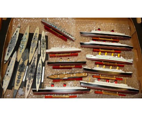 One tray containing a collection of various static display 1/1200th scale model ships, to include RMS Oceanic, SS Great Easte