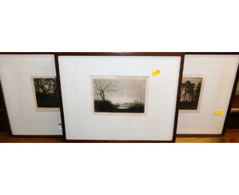 Alfred Blundell (1883-1968) - The edge of the Heath, etching, signed and titled in pencil to the margin, 10 x 15; and two oth