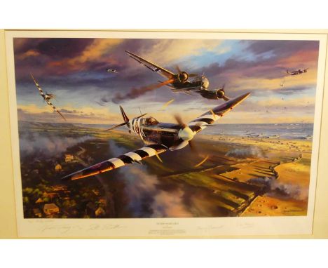 Nicholas Trudgian - Victory over gold, limited edition lithograph No. 44/250, signed by the artist and crew members in pencil