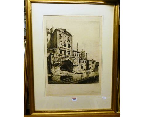 Alfred Louis Brunet-Debaines (1845-1939) - Continental canal, etching, signed in pencil to the margin, 42x34cm