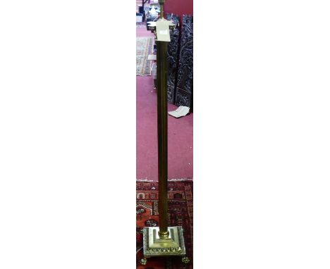 A brass Corinthian column standard lamp, height 138cm