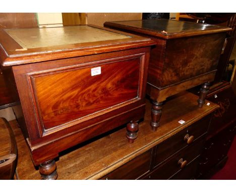 A Victorian mahogany and gilt tooled green leather inset hinge topped commode, w.42.5cm; together with one other similar, w.4