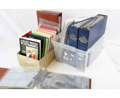 Collection of vintage empty Postcard Albums and Wallets etc, Postcard collector guide books, Cigarette card books etc in two 
