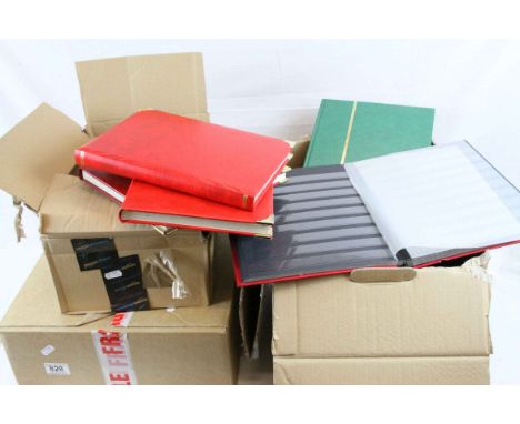 Collection of unused stockbooks and ring binders with pages
