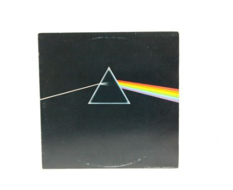 Vinyl - Pink Floyd - The Dark Side Of The Moon (SHVL 804) first press with solid light blue triangle, both stickers and both 