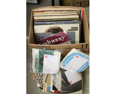 Vinyl - Collection of Rock and Pop LPs and 45s to include Rolling Stones, The Beatles, ELO, John Lennon, Elvis, etc, conditio