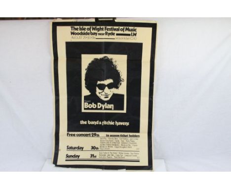 Music Memorabilia - Isle of Wight Festival Poster 29th 30th 31st August 1969 with artists including Bob Dylan, The Who, The M