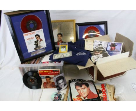 Elvis Presley vinyl &amp; memorabilia -  a large and varied collection, to include LPs, 45s, CDs, DVDs, framed and glazed pic