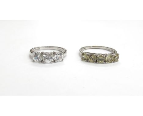 Two 9ct white gold dress rings, sizes J/K and O, 4.4g