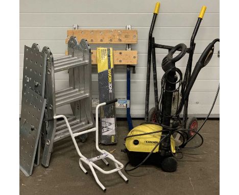 TOOLS &amp; GARAGE EQUIPMENT: VERY LARGE QUANTITY, to include Karcher 408 pressure washer, sack truck, folding work bench, la
