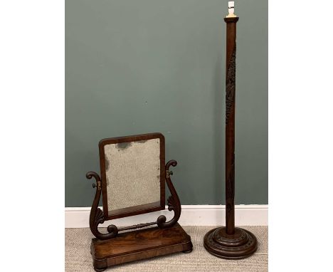 TWO ITEMS OF ANTIQUE &amp; VINTAGE OCCASIONAL FURNITURE, comprising a 19th Century mahogany swing toilet mirror with scroll a