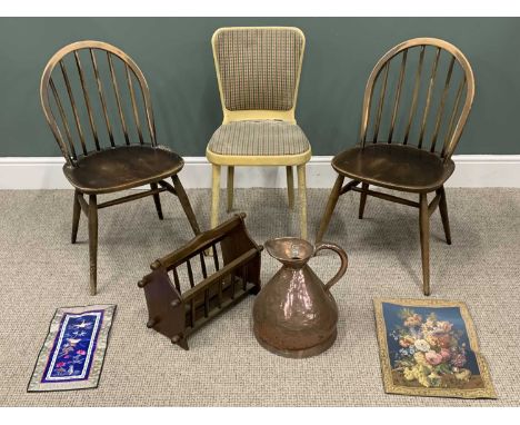 MIXED GROUP OF FURNISHINGS, including an unusual cast metal chair with upholstered back and seat pad, 82cms H, 40cms W, 38cms