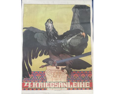 German WWI Poster, Zeichnet 4 Kriegsanleihe (Subscribe to the 4th War Loan), Artist-H. L., Printer-K. U. K. Hofl. J. Weiner, 