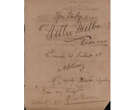 Nellie Melba and others signed page. Good condition. All autographed items come with a Certificate of Authenticity. We combin