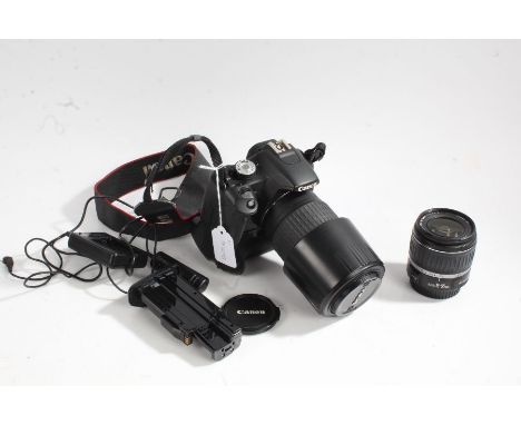 Canon EOS REBEL T1i camera with Sigma DL macro super 70-300mm 1:4-5.6 lens, battery grip, additional Canon EFS 18-55mm 0.28m/