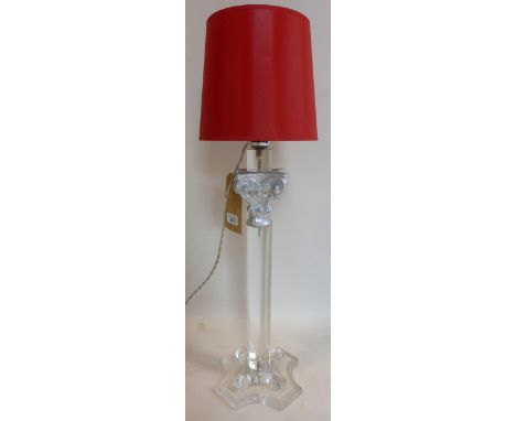 A perspex Corinthian column lamp with shade, H.72cm 
