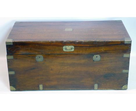 A late 19th century mahogany military campaign trunk, brass bound, H.45 W.100 D.49cm 