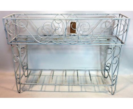 A white painted iron plant trough, H.81 W.110 D.25cm 