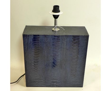 A contemporary ostriche skin table lamp, H.40cm