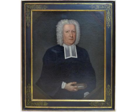 A late 18th/early 19th century oil on canvas, portrait of a judge, in gilt and ebonized frame, 74 x 62cm 