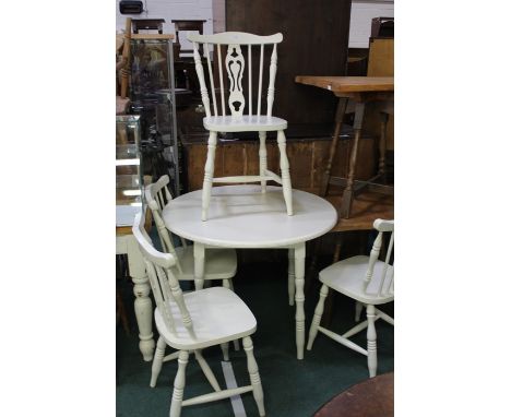 Table and four chairs, in white, (5)