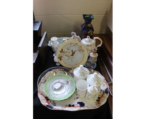 Decorative china and glass, to include Imari style meat plate, Hancock and Sons Rubens ware vase, porcelain figures etc. (qty