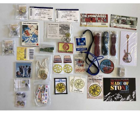 Stone Roses merchandise and concert memorabilia etc: ticket stubs, concert lanyards, original US promo pack with badges and p